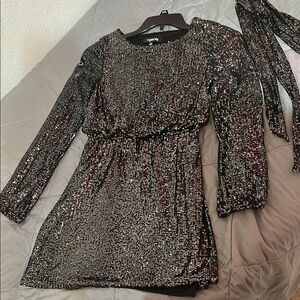 Sparkly Black Long Sleeve Dress
